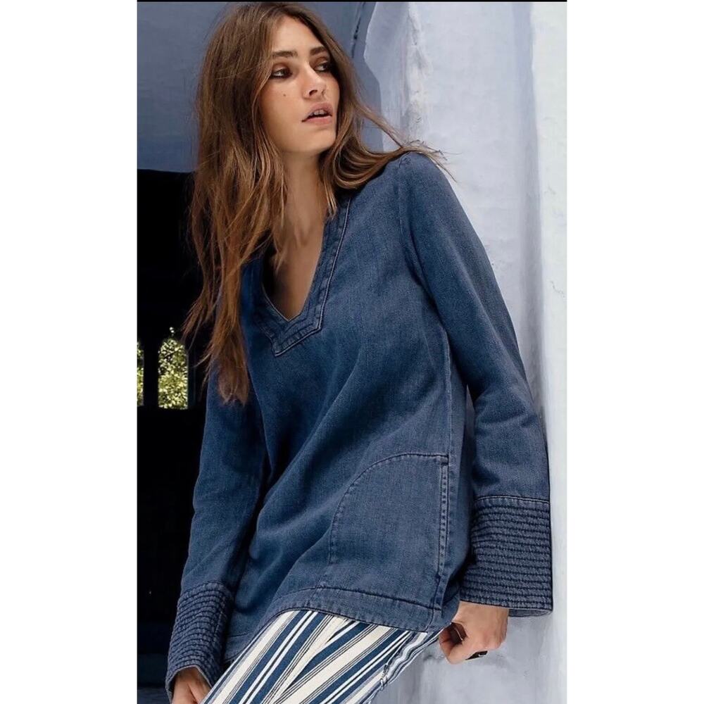 Free People Dreaming Of Denim Hendrix Blue Tunic S NWT